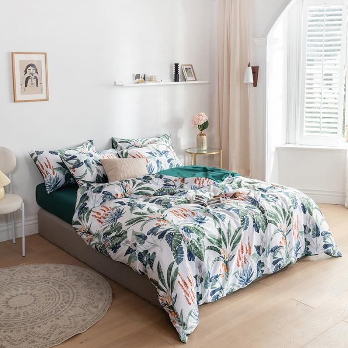 91家纺网 家纺一手货源 找家纺 琪格格 2020新款水洗真丝印花四件套 回归自然