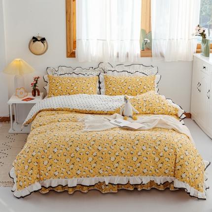 91家纺网 家纺一手货源 找家纺 婳庭家居 2021韩版全棉床裙四件套 雏菊物语