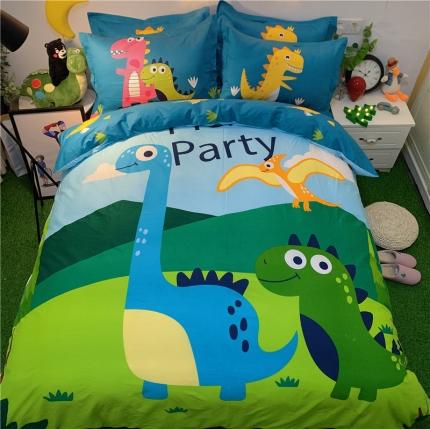 91家纺网 家纺一手货源 找家纺 孩子王家纺 2023新款全棉卡通13070四件套 恐龙家族