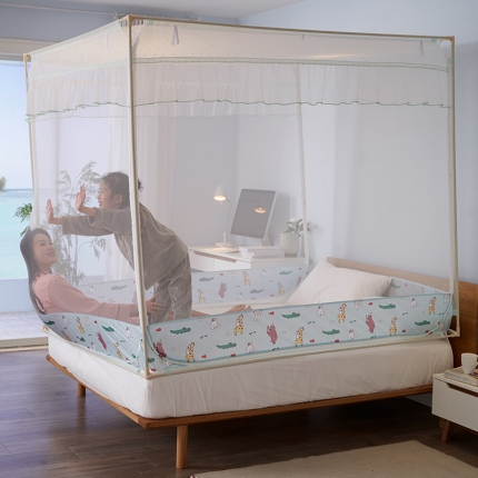 91家纺网 家纺一手货源 找家纺 （总）2024凯儿升级床笠款宝宝防摔坐床拉链蚊帐单双人家用