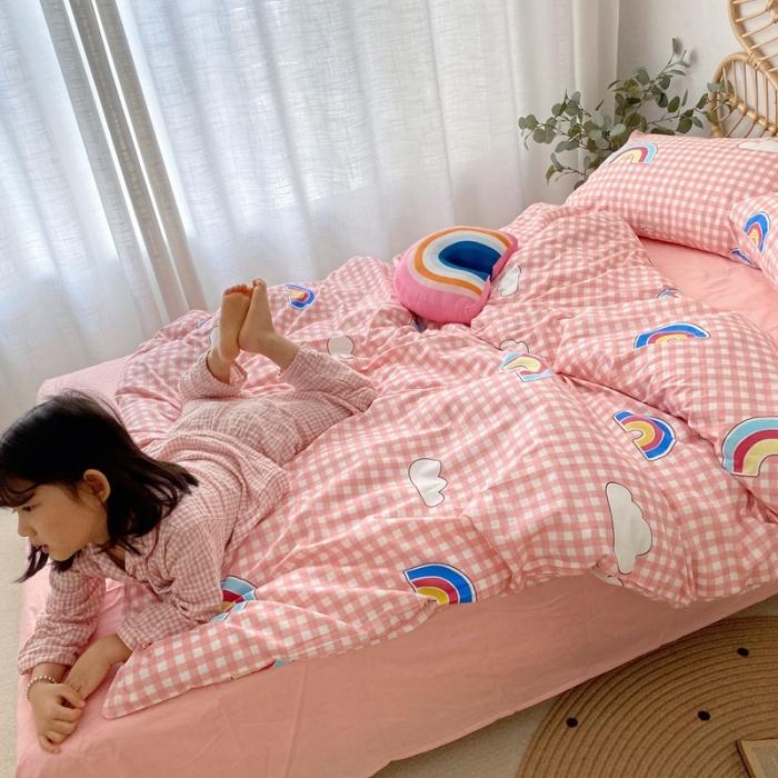 91家纺网 家纺一手货源 找家纺 星期八 2020新款13372全棉四件套 彩虹云朵