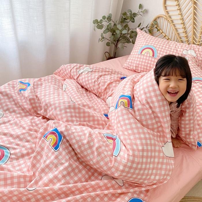 91家纺网 家纺一手货源 找家纺 星期八 2020新款13372全棉四件套 彩虹云朵