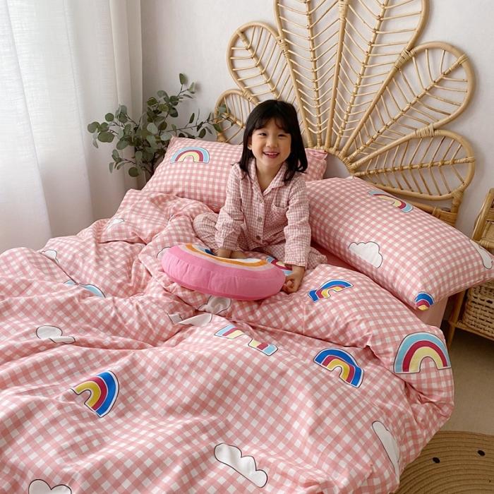 91家纺网 家纺一手货源 找家纺 星期八 2020新款13372全棉四件套 彩虹云朵
