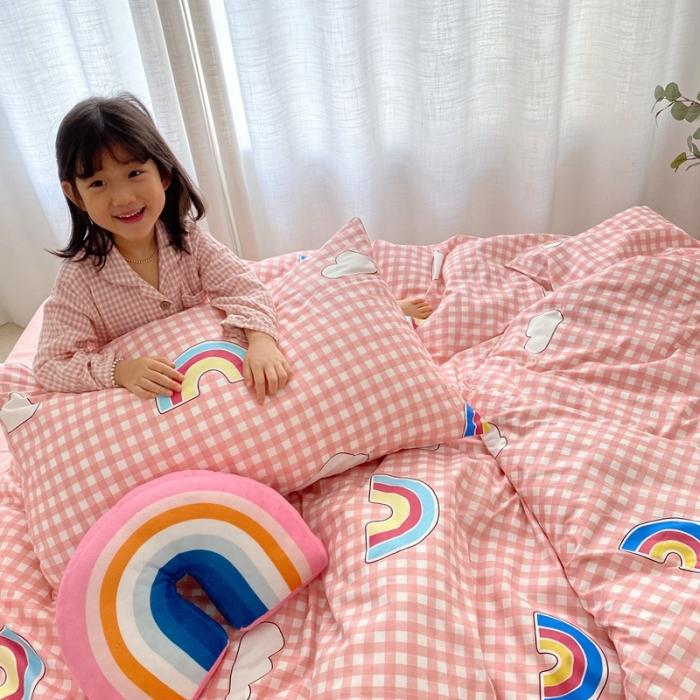 91家纺网 家纺一手货源 找家纺 星期八 2020新款13372全棉四件套 彩虹云朵