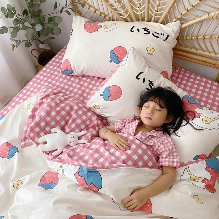 91家纺网 家纺一手货源 找家纺 星期八 2020新款13372全棉四件套 草莓兔