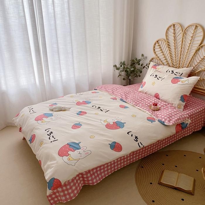 91家纺网 家纺一手货源 找家纺 星期八 2020新款13372全棉四件套 草莓兔