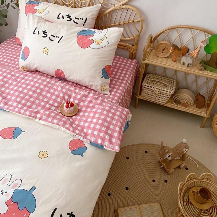 91家纺网 家纺一手货源 找家纺 星期八 2020新款13372全棉四件套 草莓兔