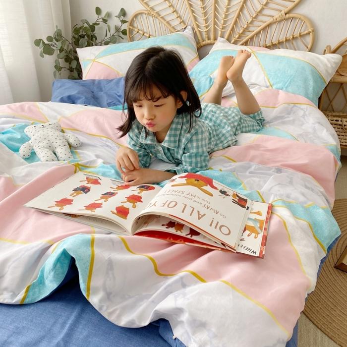 91家纺网 家纺一手货源 找家纺 星期八 2020新款13372全棉四件套 简色几何