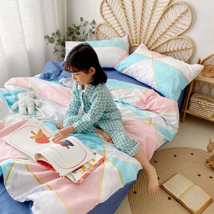 91家纺网 家纺一手货源 找家纺 星期八 2020新款13372全棉四件套 简色几何