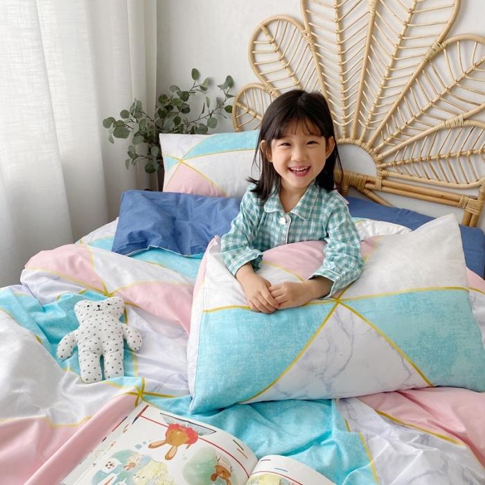 91家纺网 家纺一手货源 找家纺 星期八 2020新款13372全棉四件套 简色几何