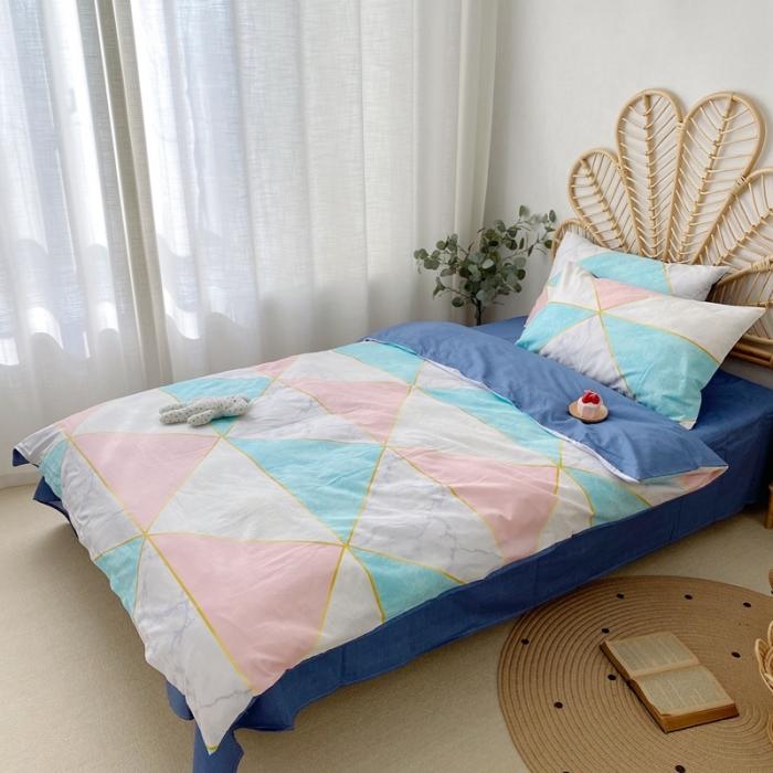 91家纺网 家纺一手货源 找家纺 星期八 2020新款13372全棉四件套 简色几何