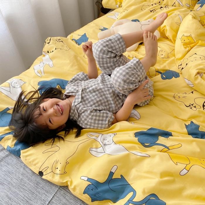 91家纺网 家纺一手货源 找家纺 星期八 2020新款13372全棉四件套 猫咪喵喵