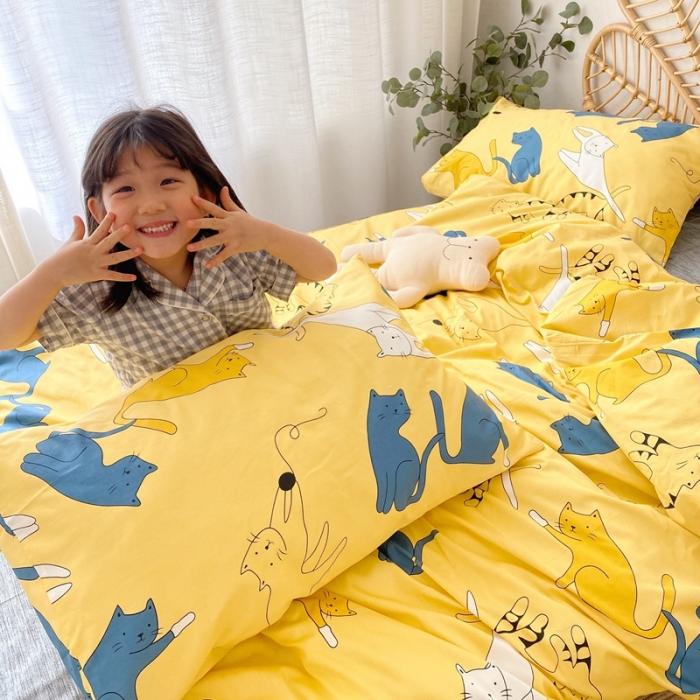 91家纺网 家纺一手货源 找家纺 星期八 2020新款13372全棉四件套 猫咪喵喵