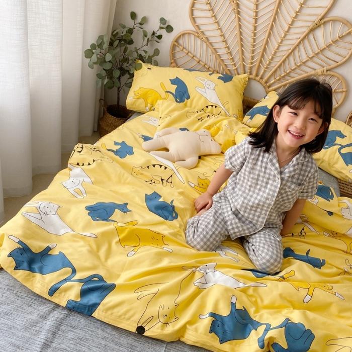 91家纺网 家纺一手货源 找家纺 星期八 2020新款13372全棉四件套 猫咪喵喵