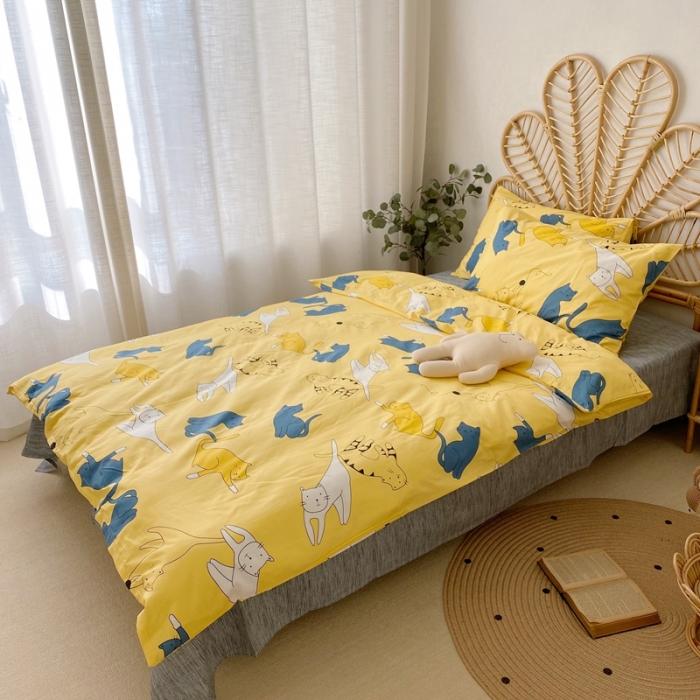 91家纺网 家纺一手货源 找家纺 星期八 2020新款13372全棉四件套 猫咪喵喵