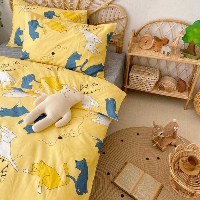 91家纺网 家纺一手货源 找家纺 星期八 2020新款13372全棉四件套 猫咪喵喵