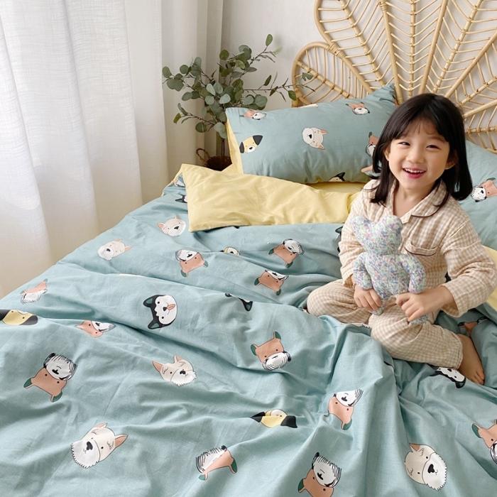 91家纺网 家纺一手货源 找家纺 星期八 2020新款13372全棉四件套 萌狗乐园