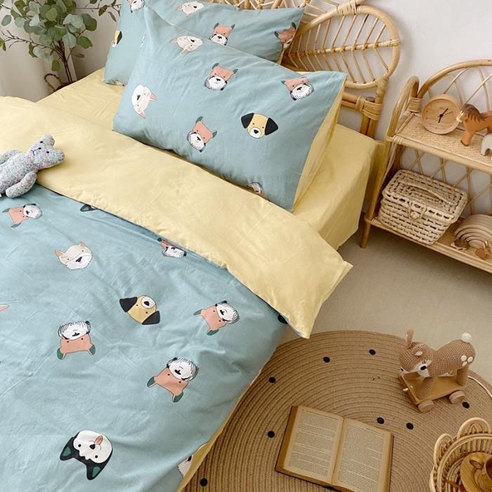 91家纺网 家纺一手货源 找家纺 星期八 2020新款13372全棉四件套 萌狗乐园