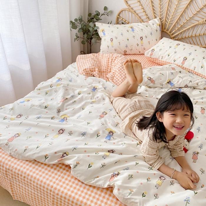 91家纺网 家纺一手货源 找家纺 星期八 2020新款13372全棉四件套 雨伞女孩