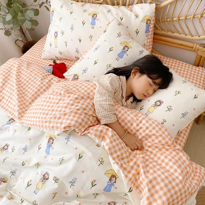 91家纺网 家纺一手货源 找家纺 星期八 2020新款13372全棉四件套 雨伞女孩