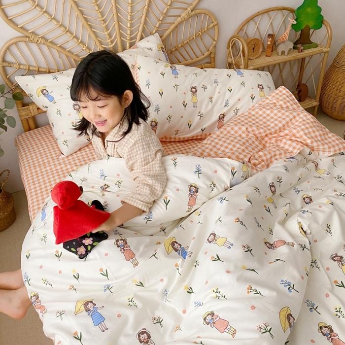 91家纺网 家纺一手货源 找家纺 星期八 2020新款13372全棉四件套 雨伞女孩