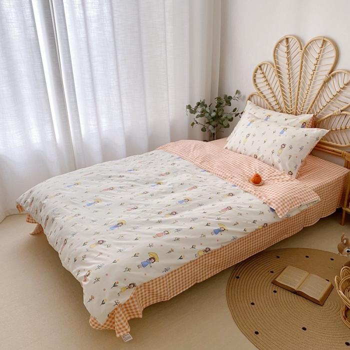 91家纺网 家纺一手货源 找家纺 星期八 2020新款13372全棉四件套 雨伞女孩