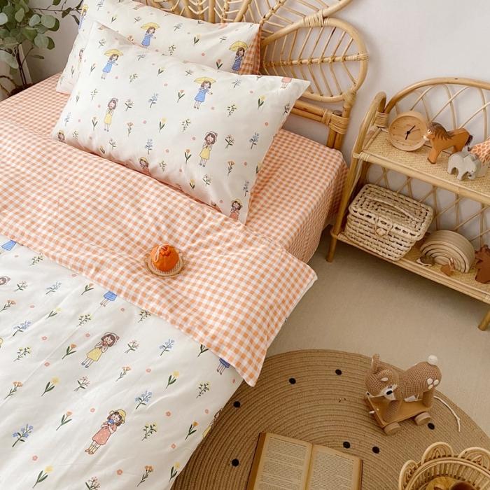 91家纺网 家纺一手货源 找家纺 星期八 2020新款13372全棉四件套 雨伞女孩