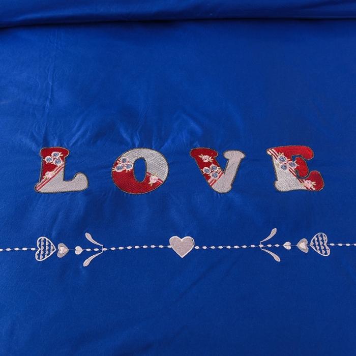 91家纺网 家纺一手货源 找家纺 欧冠 2020新款水洗棉公主风四件套 挚爱-宝蓝