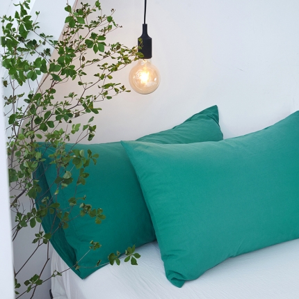 91家纺网 家纺一手货源 找家纺 简约纯色全棉水洗棉枕套单件纯棉床罩单人枕巾枕头套