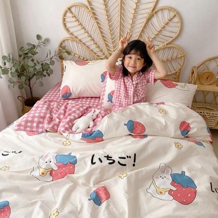 91家纺网 家纺一手货源 找家纺 星期八 2020新款13372全棉四件套 草莓兔