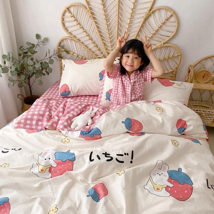 91家纺网 家纺一手货源 找家纺 星期八 2020新款13372全棉四件套 草莓兔