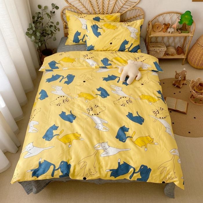 91家纺网 家纺一手货源 找家纺 星期八 2020新款13372全棉四件套 猫咪喵喵