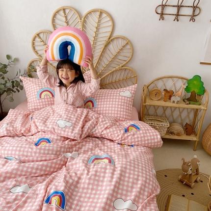 91家纺网 家纺一手货源 找家纺 星期八 2020新款13372全棉四件套 彩虹云朵