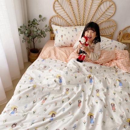 91家纺网 家纺一手货源 找家纺 星期八 2020新款13372全棉四件套 雨伞女孩