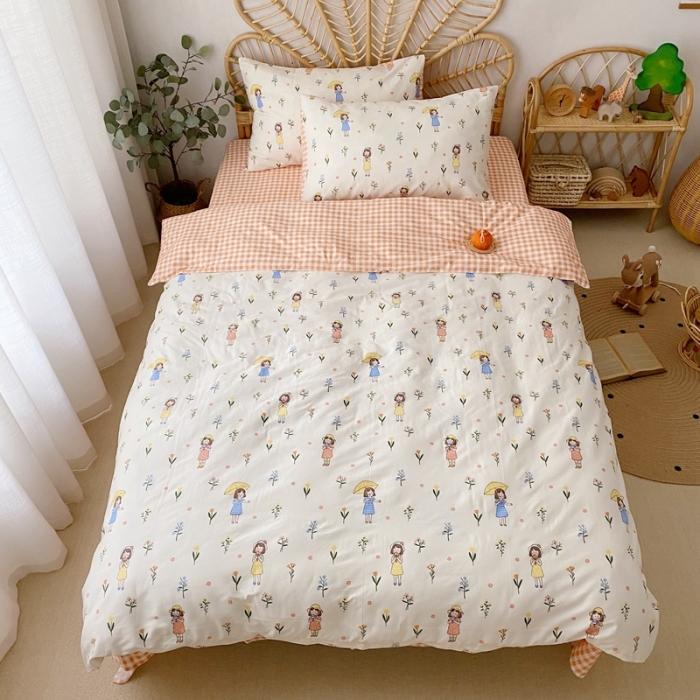 91家纺网 家纺一手货源 找家纺 星期八 2020新款13372全棉四件套 雨伞女孩