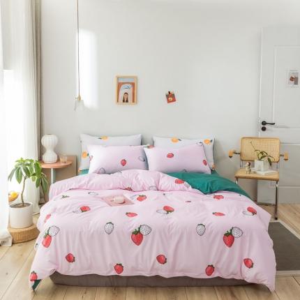 爱缦 2020新款日系针织棉小版四件套 可口草莓