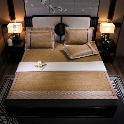 91家纺网 家纺一手货源 找家纺 【四季备货】高档凉席三件套双面席加厚可折叠冰丝席藤席席子竹席