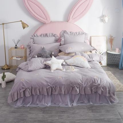 91家纺网 家纺一手货源 找家纺 嗨购 2020新款彩虹四件套场景二 太空灰