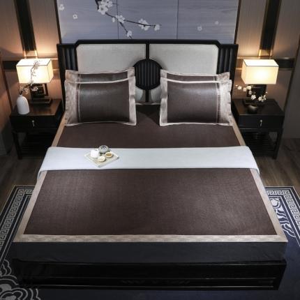 91家纺网 家纺一手货源 找家纺 高档可水洗冰藤彩麻双面席加厚凉席冰丝席藤席三件套席子竹席