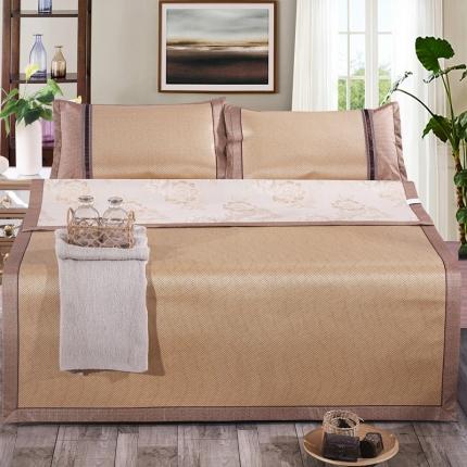 91家纺网 家纺一手货源 找家纺 高档可水洗冰藤彩麻双面席加厚凉席冰丝席藤席三件套席子竹席