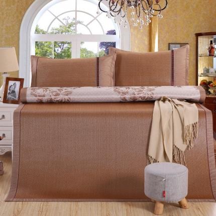 91家纺网 家纺一手货源 找家纺 小牛席业 2020新款高档冰藤彩麻双面席 深咖