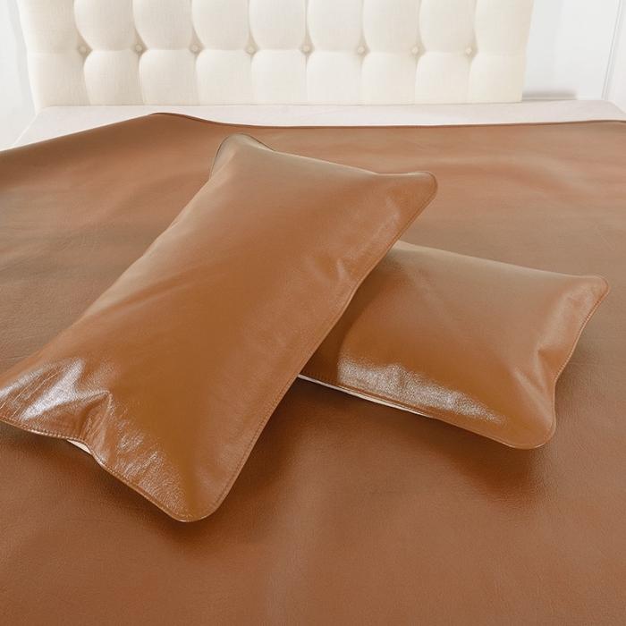 91家纺网 家纺一手货源 找家纺 四川牛皮席牛皮席厂家直供 纯色彩色牛皮凉席 棕黄