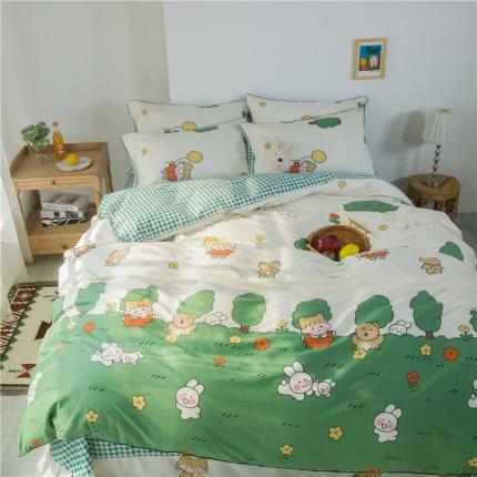 91家纺网 家纺一手货源 找家纺 眠屿 2020新款13372全棉四件套 甜趣时光