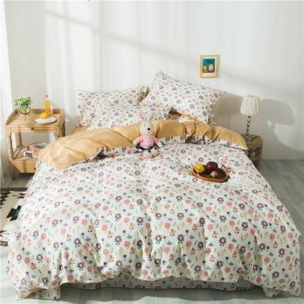 91家纺网 家纺一手货源 找家纺 眠屿 2020新款13372全棉四件套 向阳花开