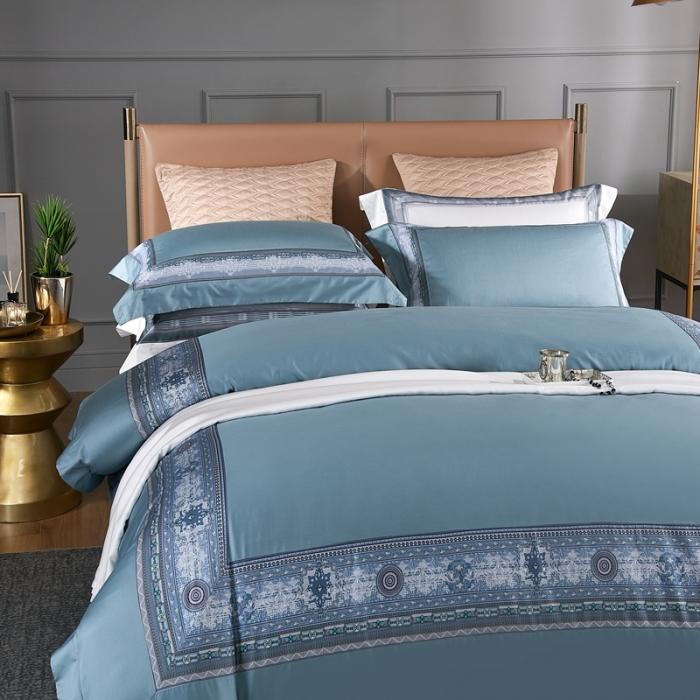 91家纺网 家纺一手货源 找家纺 威克凯丽 2021新款60长绒棉数码工艺四件套 清逸