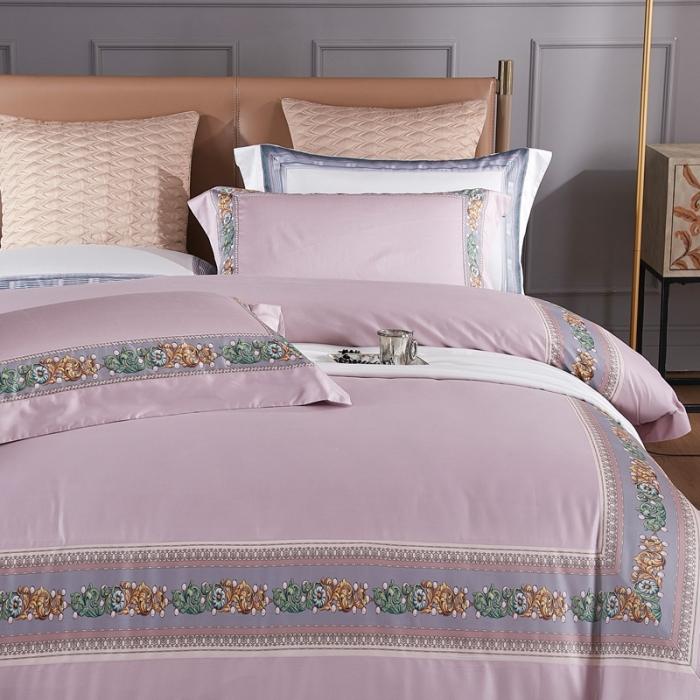 91家纺网 家纺一手货源 找家纺 威克凯丽 2021新款60长绒棉数码工艺四件套 格莉蕾丝