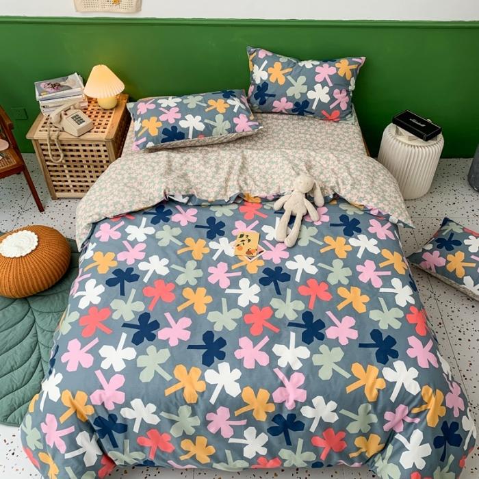 91家纺网 家纺一手货源 找家纺 时年家纺 2020新款全棉四件套小可爱系列 四叶草