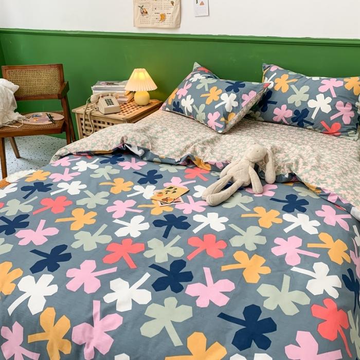 91家纺网 家纺一手货源 找家纺 时年家纺 2020新款全棉四件套小可爱系列 四叶草