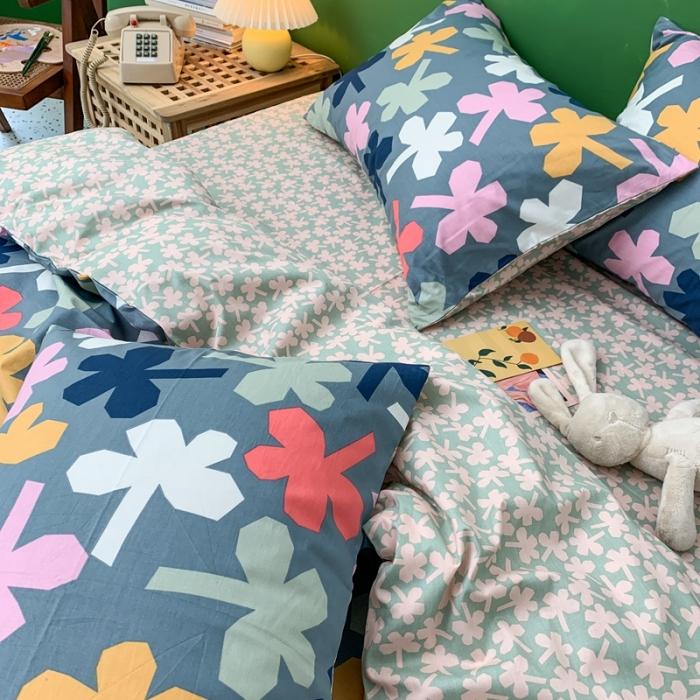 91家纺网 家纺一手货源 找家纺 时年家纺 2020新款全棉四件套小可爱系列 四叶草