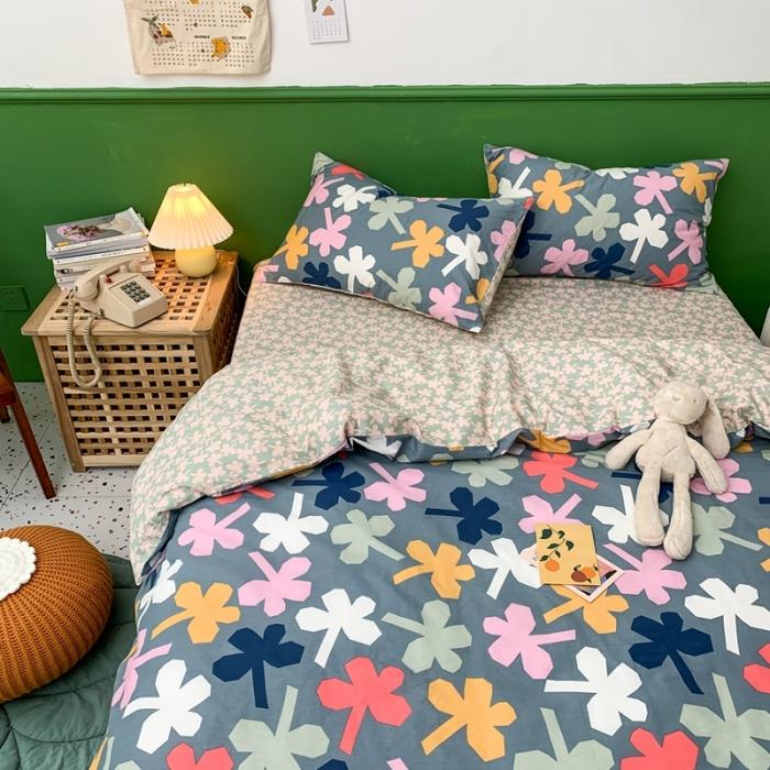91家纺网 家纺一手货源 找家纺 时年家纺 2020新款全棉四件套小可爱系列 四叶草